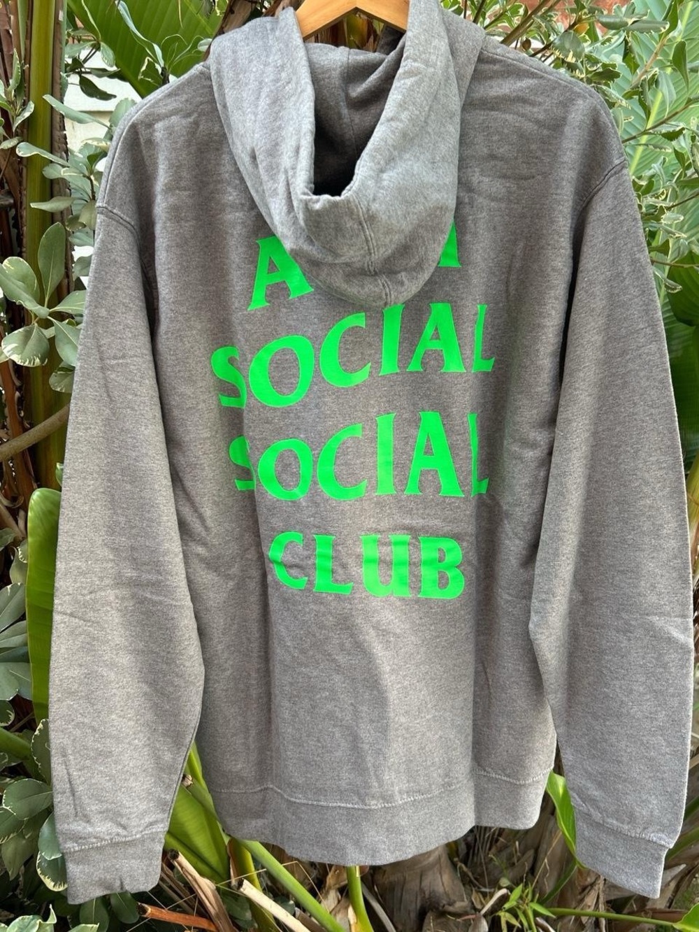 Anti Social Social Club ASSC Gray Neon Green Logo Pullover Hoodie M